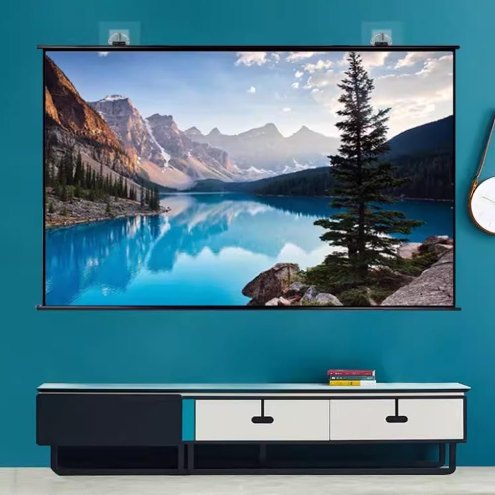 BTBZGFGNYU Projector Screen Pull Down 30" 40" 50" 60" 72" Projector Screens Wall Ceiling Mount Projection Screen HD 4K Home Projector Movie Screen(50 Inch (16:9))