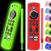 (2 Pack) ONEBOM Silicone TV Remote Cover, (6.2 Inch*1.5 Inch) Anti Slip Silicone Protective Case with Same Color Lanyard(Glow Green&Red) view 1