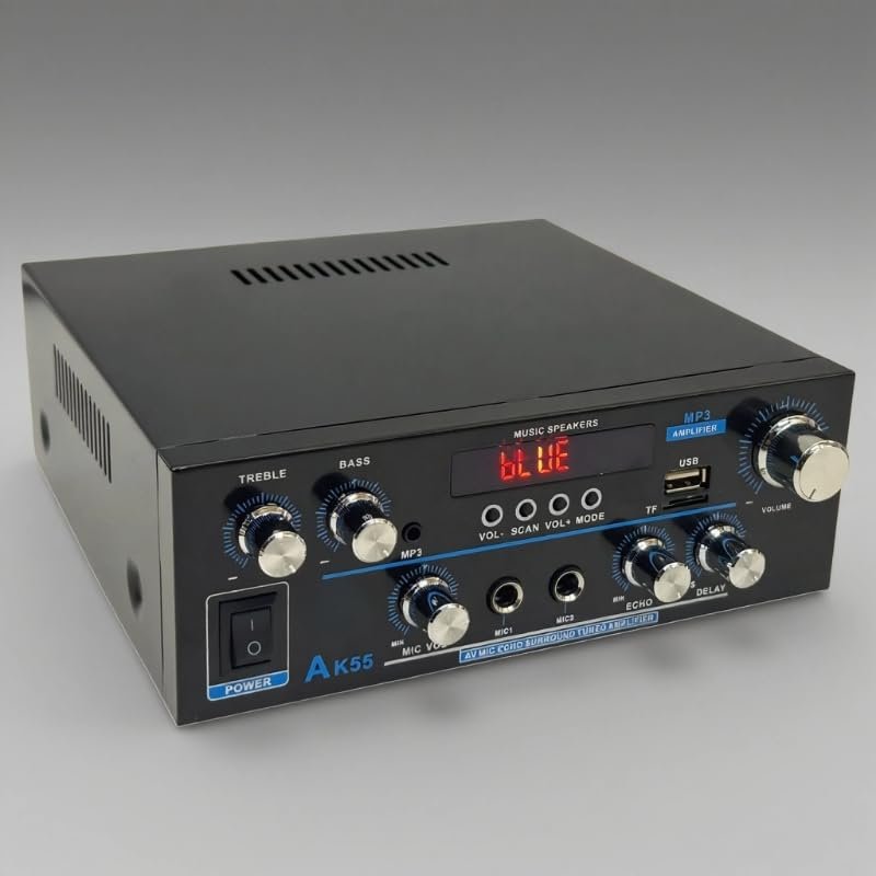 AMEMONDORA 12V 2-Channel Car Power Amplifier, High-Performance Universal Fit Audio System, 180W Hardwired Room Electrical Operation, 36V Max Operating Voltage AK55