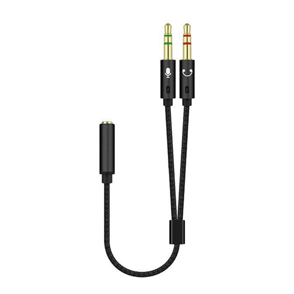 3.5mm Female to 2 Male Sound Splitter Stereoes Headphones Mics Adapters Cable