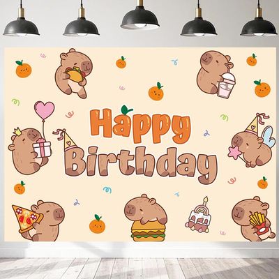 10x8ft Capybara Happy Birthday Backdrop for Capybara Theme Party Decorations Cute Capybara Photography Background Capybara Theme Party Supplies