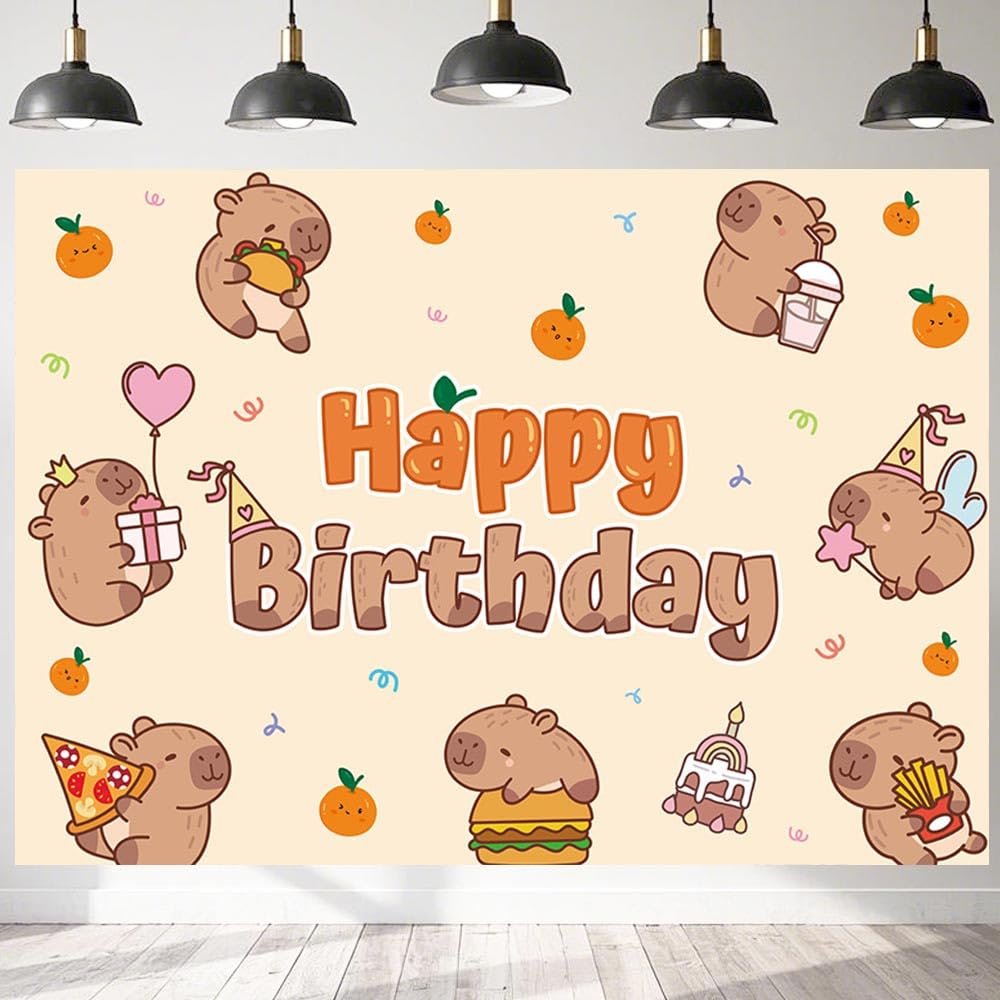 10x8ft Capybara Happy Birthday Backdrop for Capybara Theme Party Decorations Cute Capybara Photography Background Capybara Theme Party Supplies