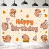 10x8ft Capybara Happy Birthday Backdrop for Capybara Theme Party Decorations Cute Capybara Photography Background Capybara Theme Party Supplies view 1