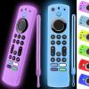 (2 Pack) ONEBOM Silicone TV Remote Cover, (6.2 Inch*1.5 Inch) Anti Slip Silicone Protective Case with Same Color Lanyard(Glow Blue&Glow Purple) view 1