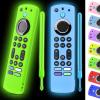 (2 Pack) ONEBOM Silicone TV Remote Cover, (6.2 Inch*1.5 Inch) Anti Slip Silicone Protective Case with Same Color Lanyard(Glow Green&Glow Blue) view 1