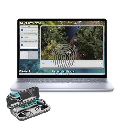 Dell Inspiron 16 Laptop,16"(1920x1200) WUXGA Display, AMD Ryzen7-8840U, 8-core, 16GB DDR5, 1TB SSD, Fingerprint Reader, BK, Ice Blue, Windows 11, TWE Wireless Earbuds