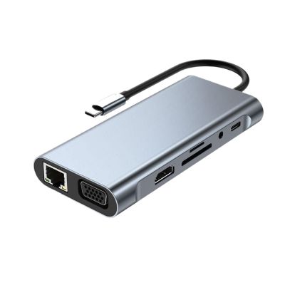 11 in 1 USB C Docking Station Hub 4K HDMI-Compatible Tipo A TY>pe 3 0 RJ45 Adapter Concentrator Dock Hubs for Accessories(11in1 1000M)