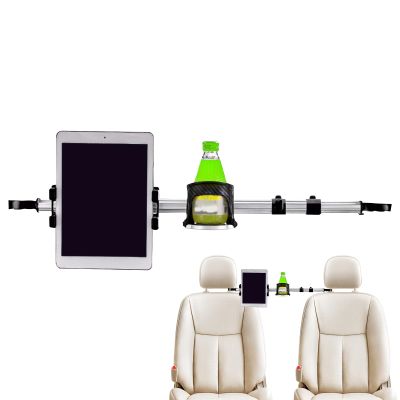 Car Tablet Holder - Telescopic Stand with Hook Cup Storage, Headrest Tablet and Phone Mount for Truck, SUV, or Sedan, Vehicle Organizer, Adjustable Holder with Secure Grip, Travel Accessory for Kids