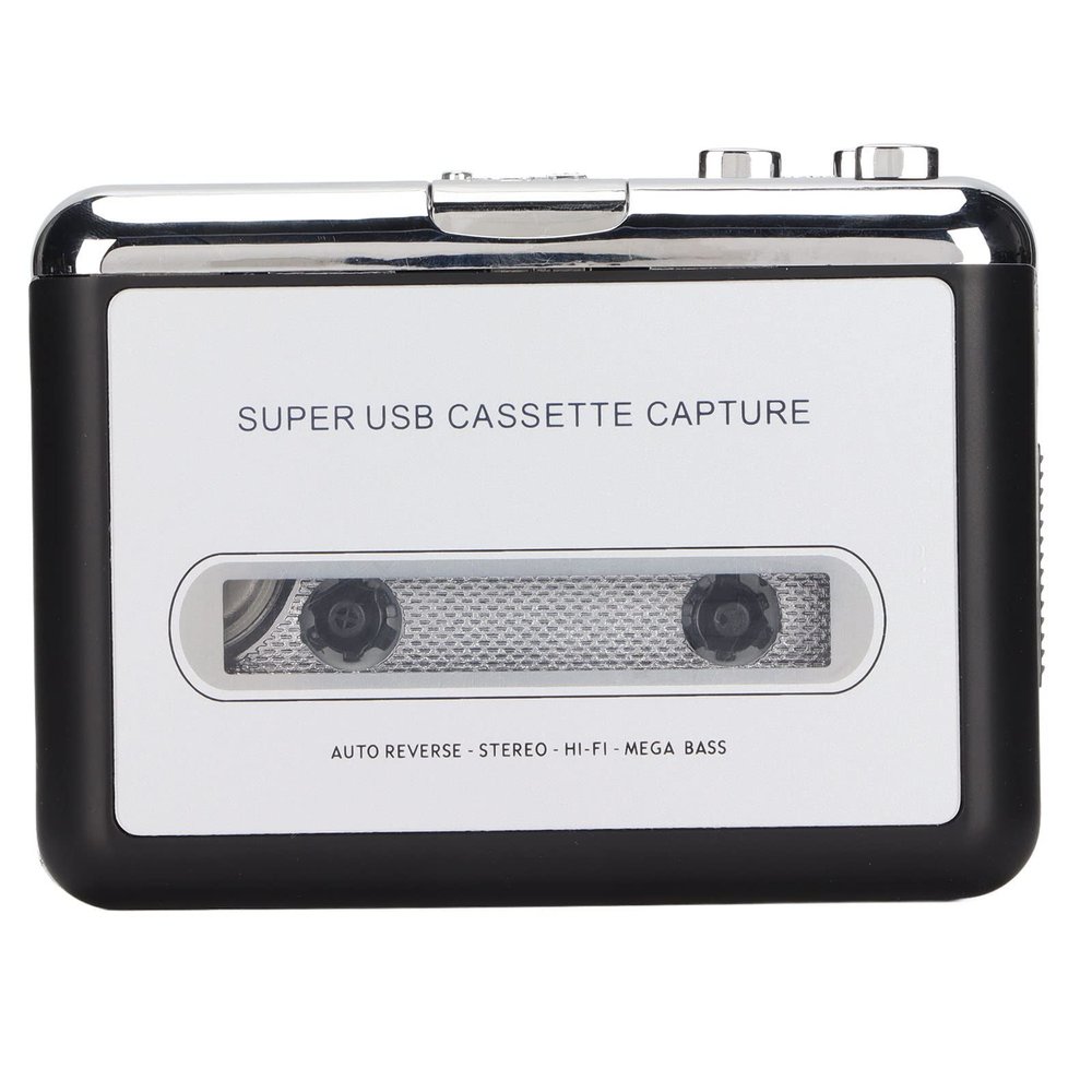 CHICIRIS Tape to MP3 Converter Portable Stereo USB Cassette Player for Laptops, Convert Old Tapes to MP3, Suitable for Music Enthusiasts Silver and Black