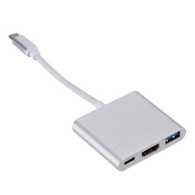 3 in 1 USB Hub USB C to HDMI-Compatible Splitter TY>pe to .0 HUB Docking Station for Air Converter(Silver)