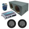 Harmony Audio Memphis fits Rear Angle HA-R104 Dual 10" Subwoofer 500W Loaded Sealed Sub Box Enclosure Bundle | MXA600.1M 600W Amplifier, 8GA Amp Wiring Kit view 1