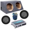 Harmony Audio Memphis fits Slanted Hatchback HA-R104 Dual 10" Subwoofer 500W Loaded Sealed Sub Box Enclosure Bundle | MXA600.1M 600W Amplifier, 8GA Amp Wiring Kit view 1