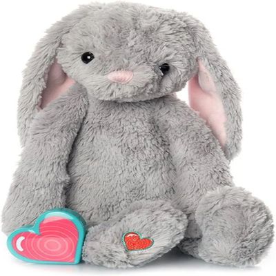 My Baby's Heartbeat Bear Recordable Bunny, Gray, 15 in