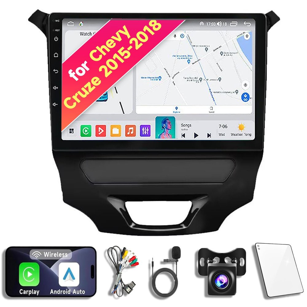 8CORE 8+128GB Android 14 Car Radio Stereo for 2015-2018 Chevrolet Chevy Cruze, 9 Inch Touch Screen Head Unit with Wireless CarPlay Android Auto, GPS Navigation Bluetooth WiFi 5G DSP SWC Backup Camera