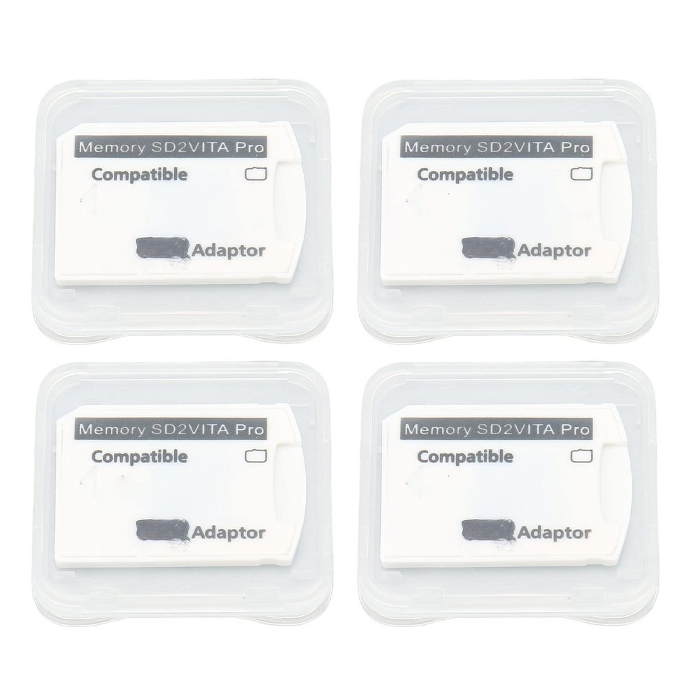 4Pcs PSV Memory Card Adapter, Micro Storage Card Adapter for 1000 2000 and PS TV, Version 5.0 with Transparent Box, Faster Loading Speed Up to 256GB, Fit for Game C
