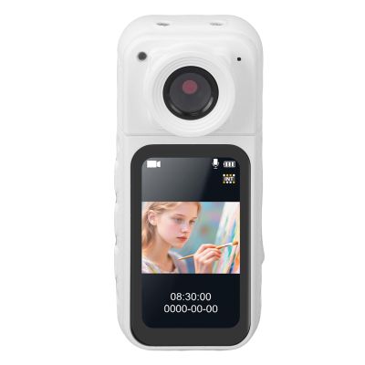 Gugxiom 1080P Thumb Action Camera Magnetic Wearable Body Cam, 180 Rotating Lens for POV Vlogging, Mini Portable Recorder with 1.47 Inch Screen, Hands Clip On for Travel (White)