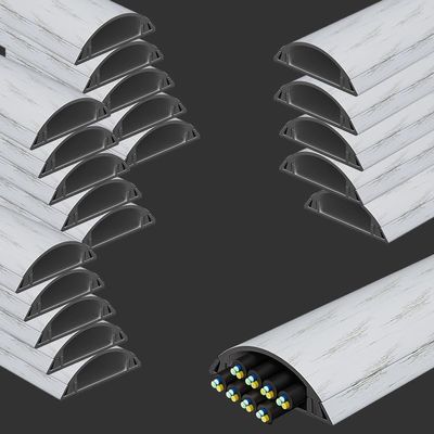 1 1/5in 1 3/5in 2 in Width Cable Protector Floor Hardwood, Large Capacity Floor Cables Cover for Shopping Mall, Aluminum Alloy Cable Trunking Decorative(A- 20 PCS,L Outer Width 60IN x 2IN)