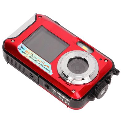 Luocute Underwater Camera, 2.7K 48MP Underwater Digital Camera with Dual Screens and 10FT Water Resistance, for Snorkeling and Vacation (Red)
