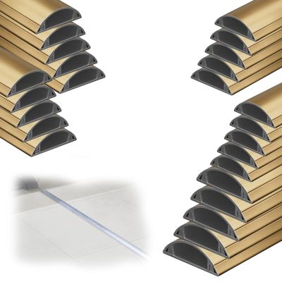 20 30 Pieces Metal Cord Cover Raceway, Floor Wall Cable Raceway Cord Covers, Self Adhesive Floor Cable Protector for Outdoor Yards/Warehouses(B- 30 PCS,L Outer Width 60IN x 2IN)