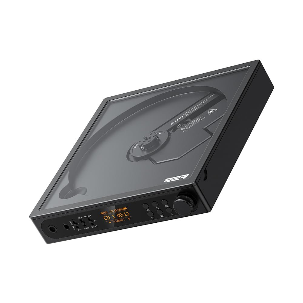 FiiO DM15 Portable Stereo CD Player with True 24Bit R2R DAC, 1150mW+1150mW High-Power Output, aptX Adaptive Bluetooth Transmitter, 24 Sound Presets, USB/CD HiFi Audio, HD Display (Black)