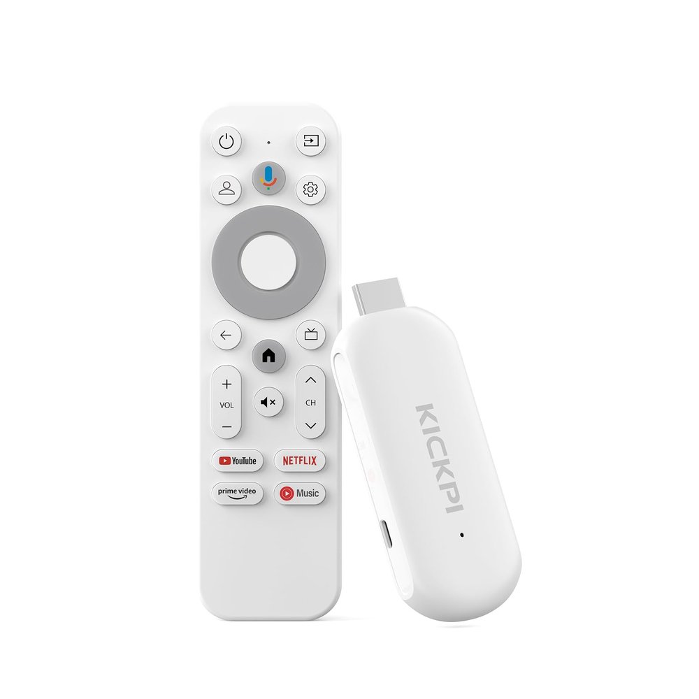 Android TV Stick 12.0, KICKPI KP2 Smart TV 2GB RAM 8GB ROM Goo gle Assistant Dolby Audio, GTV TV Stick 4K Support HDR 4K Chromecast Streaming Device with Amlogic S905Y4 (White)