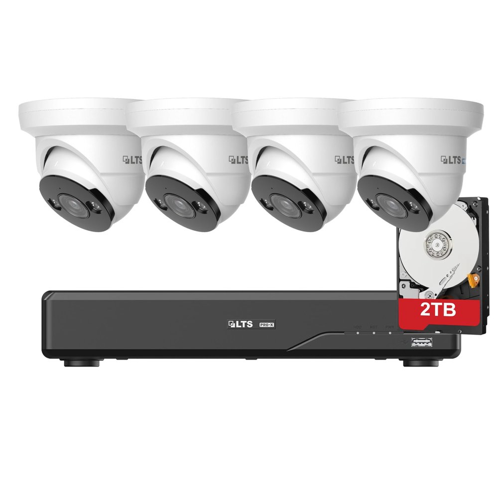 LTS 8ch IP Kit LXN8208D-P8 with 2TB HDD + LXIP1182WE-28MDA, 8-ch NVR + 8MP Turret IP Cameras (4 Cameras)