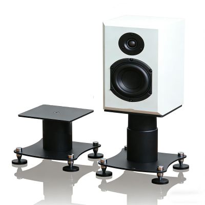 A Pair Height Adjustable Speaker Stands for Floor and Desktop (5.5-35.4in), Heavy Duty Bookshelf Speaker Stand, Center Channel Speaker Stand for Studio and Home Theater(Black, H:5.5-7.8)