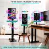 A Pair Height Adjustable Speaker Stands for Floor and Desktop (5.5-35.4in), Heavy Duty Bookshelf Speaker Stand, Center Channel Speaker Stand for Studio and Home Theater(Black, H:5.5-7.8) view 4