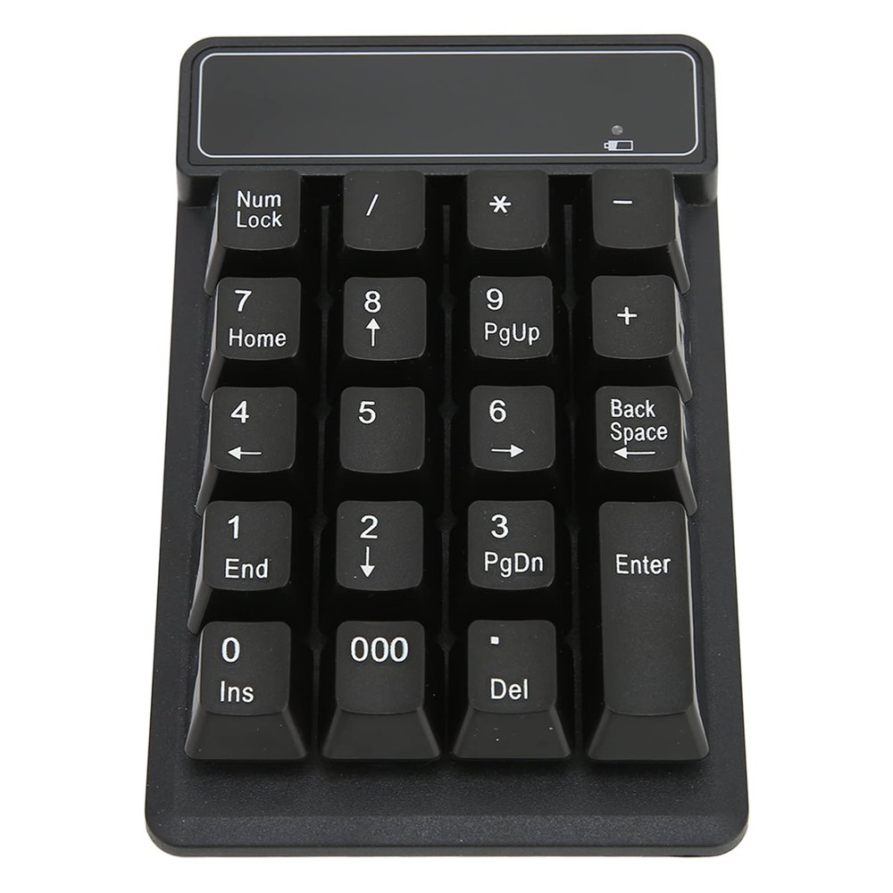 ERYUE Wireless Numeric Keypad Ergonomic Design Lightweight for Easy Typing in Office and Home Black 19 Keys Number Pad for Data Entry