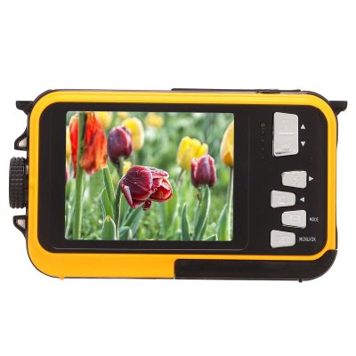 Luocute Underwater Camera, 2.7K 48MP Underwater Digital Camera with Dual Screens and 10FT Water Resistance, for Snorkeling and Vacation (Yellow)