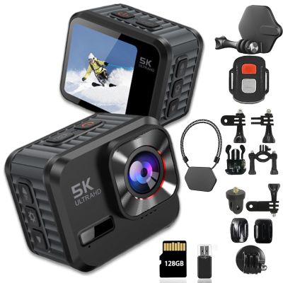 5K30FPS HDPOV Waterproof Capture Camera, Ultra Wide Angle HD Wearable Body Adventure Action Cameras, Wearable Video Recording, for Diving Cycling Outdoor Activities (128G)
