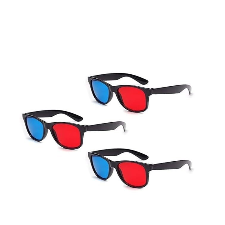 3Pcs Red and Blue 3D Glasses Universal TV Movie Dimensional Video Frame 3D Glasses DVD Game Glass 3D Style Glasses for 3D Movies Games, 3D Viewing Glasses, Light Simple Design, Accessories