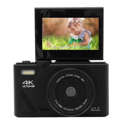 Bewinner 4K Digital Camera for Photography, 64MP HD Autofocus WiFi Video Camera, 18X Digital Zoom Travel Mirrorless Cameras with 3 Inch Flip Screen for Travel (Black)