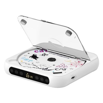 CD Player Portable with Dual Stereo Speakers, Rechargeable Portable CD Player with Bluetooth for Home with Headphones, White