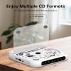 CD Player Portable with Dual Stereo Speakers, Rechargeable Portable CD Player with Bluetooth for Home with Headphones, White view 4