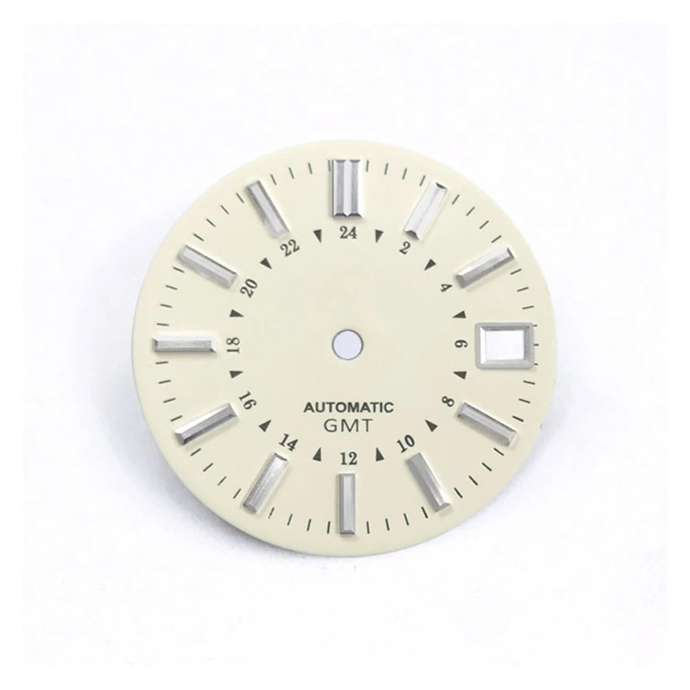 28.5mm Dial Sunburst GS Mod No Luminous For NH34GMTNH35 Movement(Ivory white)
