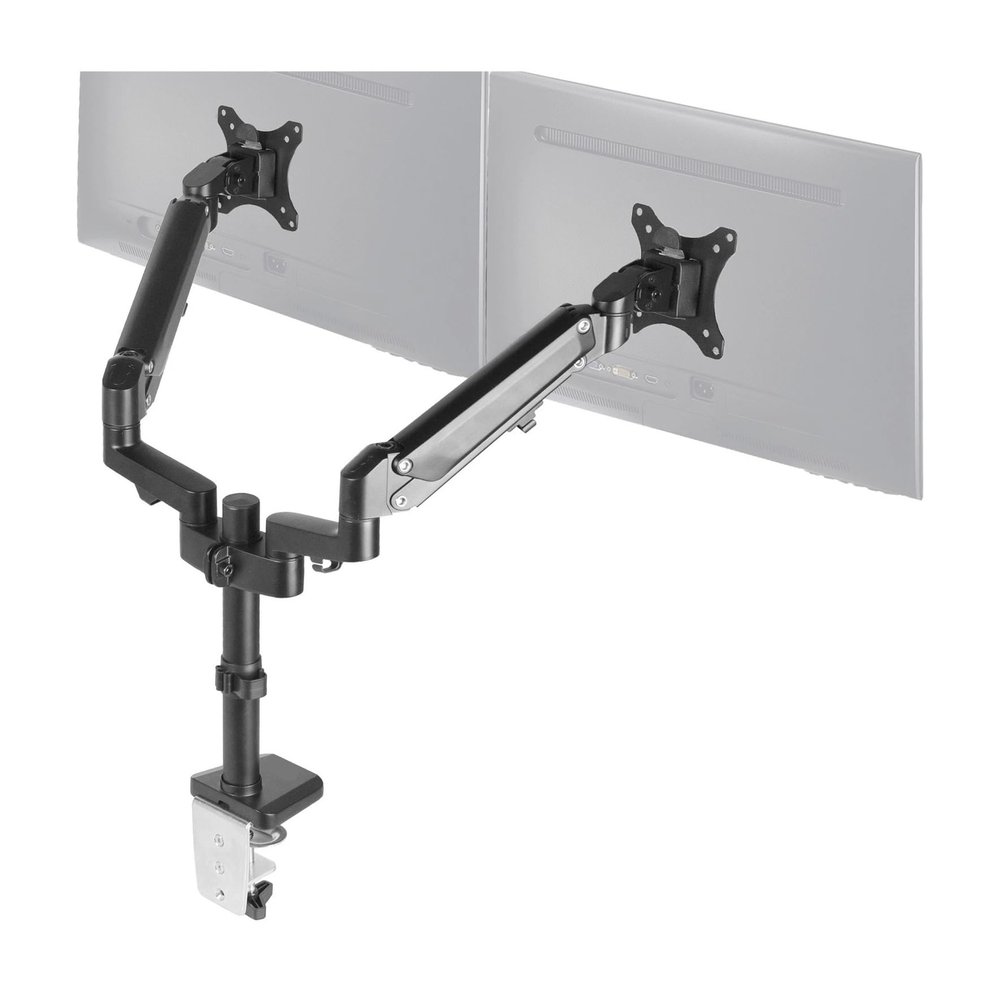 ADBWEKKF Black Dual 17" to 32" Heavy Duty Computer Monitor Pneumatic Arm Desk Stand -