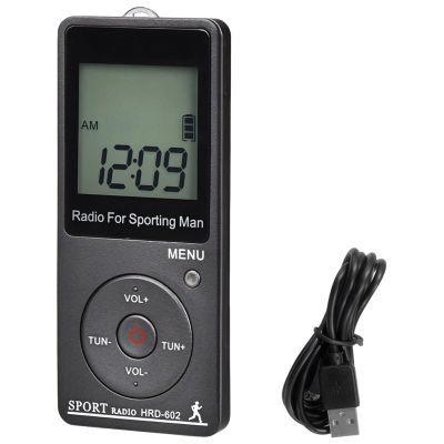 yeeplant Digital Portable Am Fm Radio Rechargeable, Small LCD Display Fm Stereo Receiver for Sports and Meetings, with Lanyard Earphones USB Cable Included