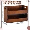 CroBlissful 2-Tier Wooden CD Storage Box Holder Shelf Tape Display Racks with Carrying Handles, Organizer Shelf for Movie Cases, DVDs, Can Store up to 72 Pcs CDs(Classic,Brown) view 2