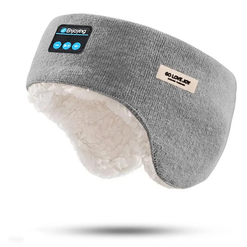 Bluetooth Headband Headphones Double-Layer Ear Warmer for Men Women Winter Cold Weather Wireless Music Fleece Lined Ear Muffs Outdoor Sports Running Cycling (Gray)
