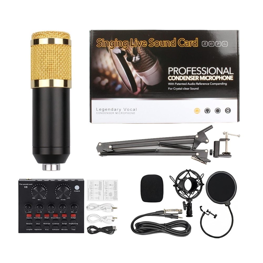 2-Channel USB Live Sound Card With Effects Handheld Mic Voice Changer Audio Mixer For PC Recording, Adjustable Mixing Console With Built-in Amplifier