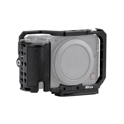 R50V Camera Cage Nitze Cage for Canon R50 V Camera, with Cold Shoe Adapter and Silicone Grip, Quick Release for Arca and Cold Shoe