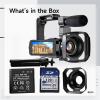 yeeplant Digital Camera Recorder 56Mp 4K Video Camera Camcorder Microphone 128G Card Handheld Stabilizer Lens Hood 18X Zoom Ir Night Vision Tripod 3 Touch Screen 2 Batteries view 4