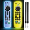 (2 Pack) ONEBOM Silicone TV Remote Cover, (6.2 Inch*1.5 Inch) Glow in The Dark, Anti Slip Silicone Protective Case with Lanyard(Glow Blue&Glow Yellow) view 1