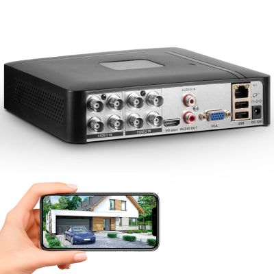 Douevo 8CH CCTV Security DVR Recorder with AI Human/Vehicle Detection, 8 Channel 1080p Hybrid 5-in-1 Wired DVR for Security Camera, Supports 8CH Analog and IP Cameras, Remote Access (No Hard Drive)