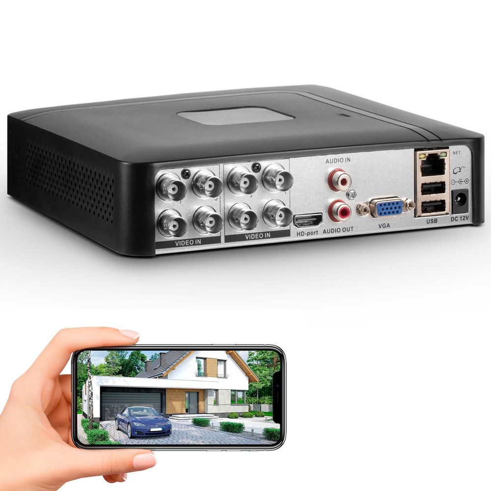 Douevo 8CH CCTV Security DVR Recorder with AI Human/Vehicle Detection, 8 Channel 1080p Hybrid 5-in-1 Wired DVR for Security Camera, Supports 8CH Analog and IP Cameras, Remote Access (No Hard Drive)