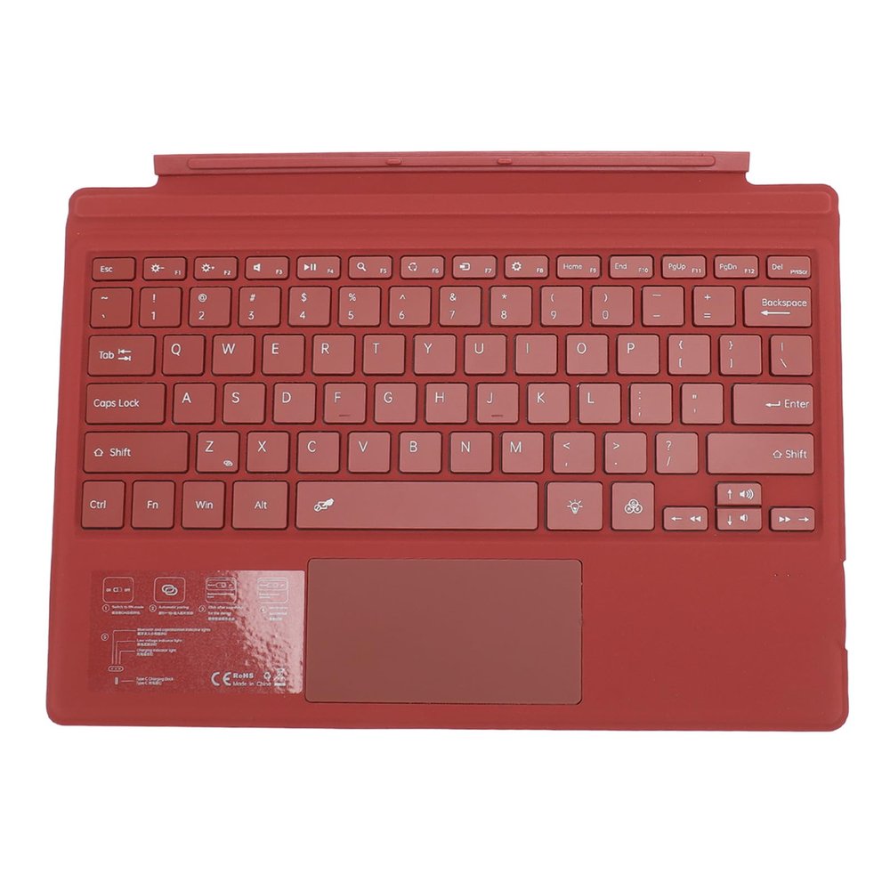 Aumotop Magnetic Backlit Keyboard Multi Touchpad Wireless Tablet Keyboard for Pro 3 4 5 6 7, Colorful Backlight, Rechargeable, for Daily Work and Entertainment (Red)