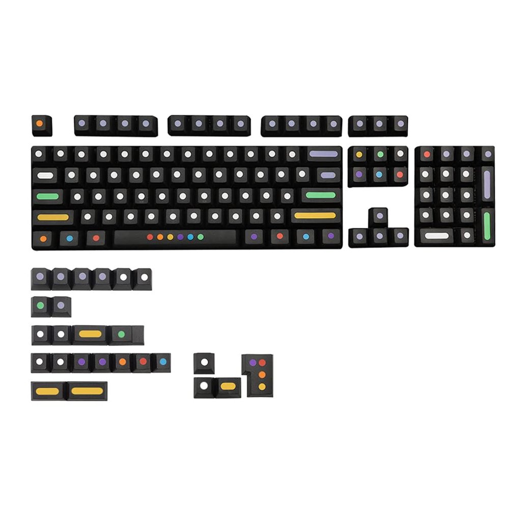 129Keys / Set Cherry Profile Custom Black Dots Iso Keys Keycaps PBT Dye Sublimation Keycaps for MX Switches iso for Key