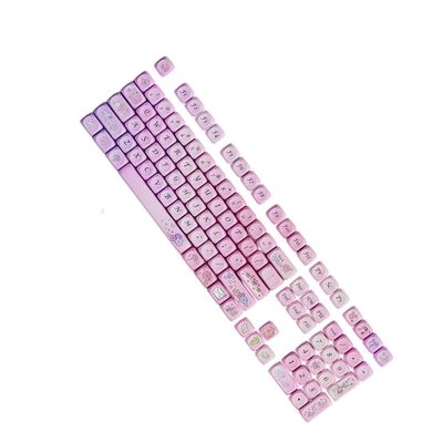 127pcs Vibranted OQO Pink Flower Keycaps for Mechanical Keyboards Comfort Typing