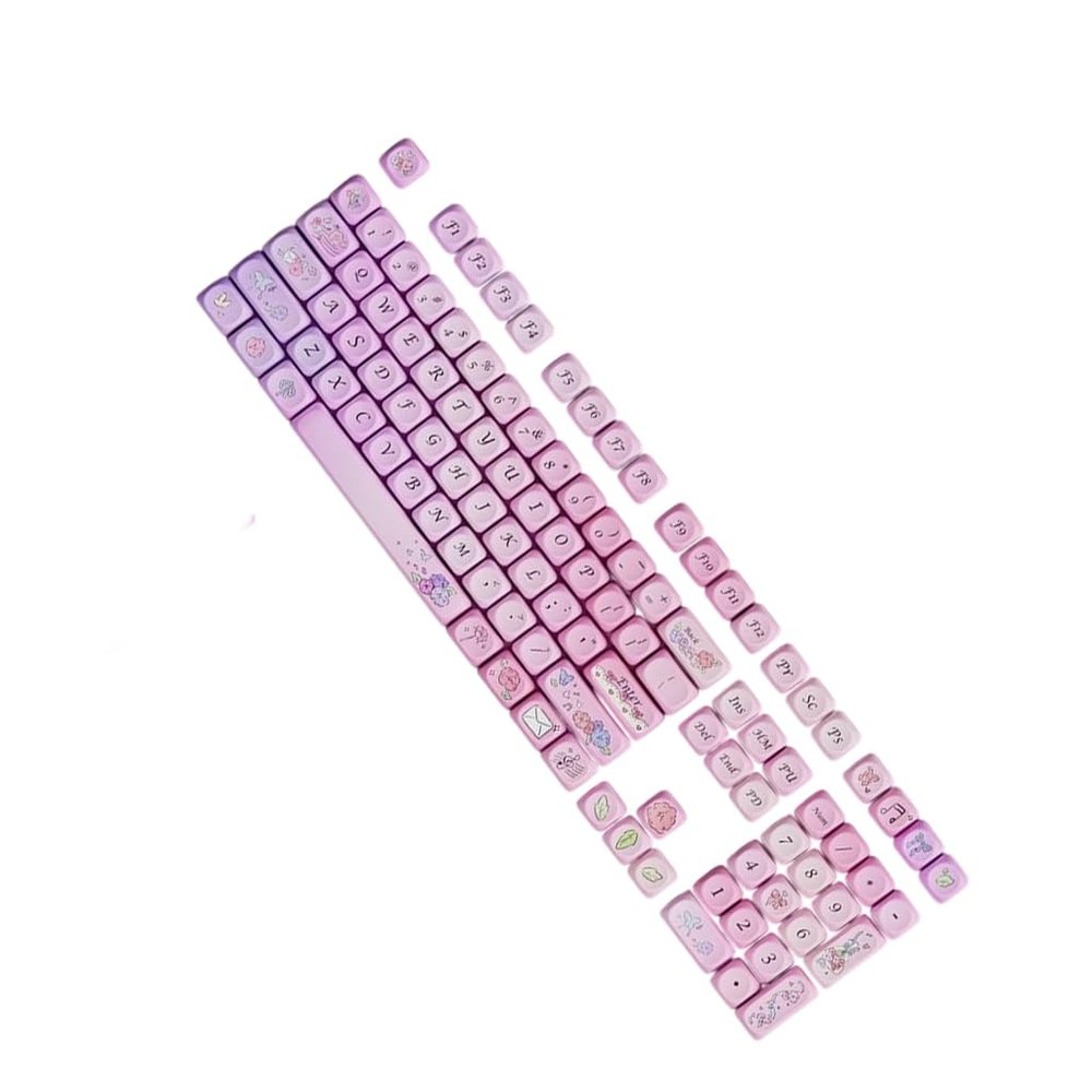 127pcs Vibranted OQO Pink Flower Keycaps for Mechanical Keyboards Comfort Typing